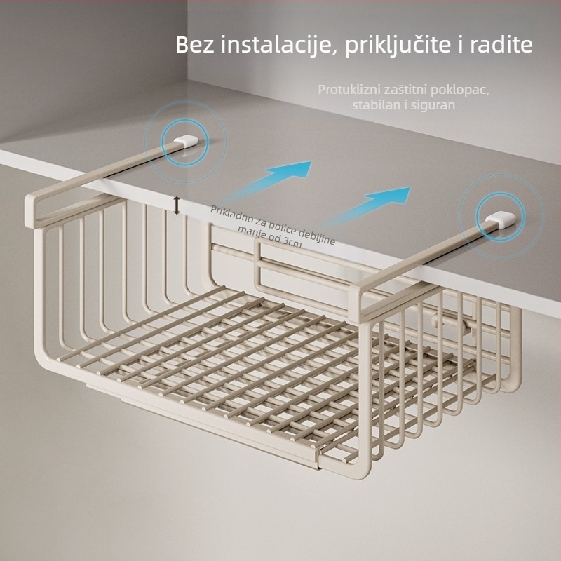 Kuhinjski regał za skladištenje – izvlazni, slojevit, viseći ispod ormarića; Pokretan, bez ugradnje; Materijal: 42749; Značka Jingming Home; 2024 lansiranje; Moderan minimalistički stil