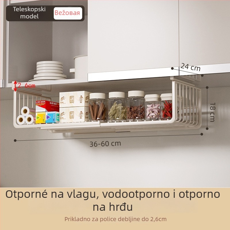 Kuhinjski regał za skladištenje – izvlazni, slojevit, viseći ispod ormarića; Pokretan, bez ugradnje; Materijal: 42749; Značka Jingming Home; 2024 lansiranje; Moderan minimalistički stil