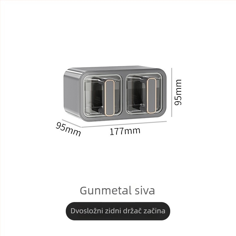 Plastična kutija za začine sa žličicom – zidni nosač za horizontalno ili vertikalno postavljanje, hermetičko skladištenje za čvrste začine