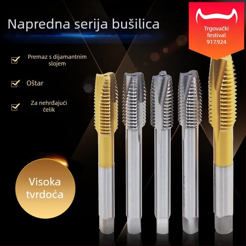 Titansko-prekriveni HSS navojni tapsovi za strojeve, marka YIZE, težina 0,2 kg, minimalno pakiranje 10 komada