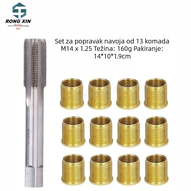 13-dijelni set za popravak navoja svjećice, cinkani premaz