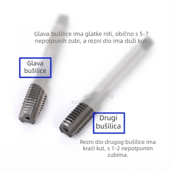Fu chen Ručni set za fini navoj - za unutarnje navoje, kroz otvor