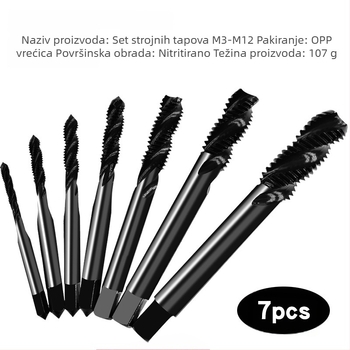 Spiralni zavrtni alat za strojeve, HSS, M3-M12, GB standard, gruba navoja, preciznost H2