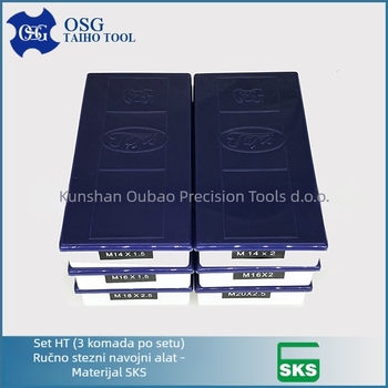OSG ručni taps set, 3 dijela, s ravnim utorom, SKS materijal, grub navoja, preciznost JIS3