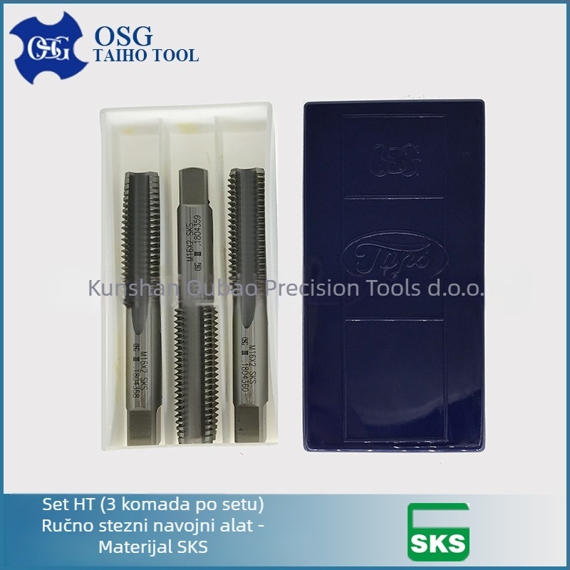 OSG ručni taps set, 3 dijela, s ravnim utorom, SKS materijal, grub navoja, preciznost JIS3