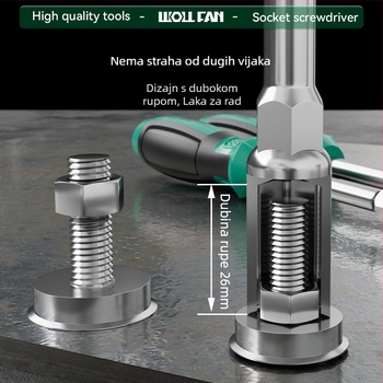 Walfan set šesterokutnih utičnica i odvijač s produženim alatima – krom-vanadij čelik, 0,3 kg, puni set, uključene utičnice za matice