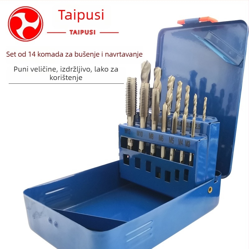 Tapus 14-dijelni set za navojna svrdla i spiralne bušilice od visoko brzinskog čelika