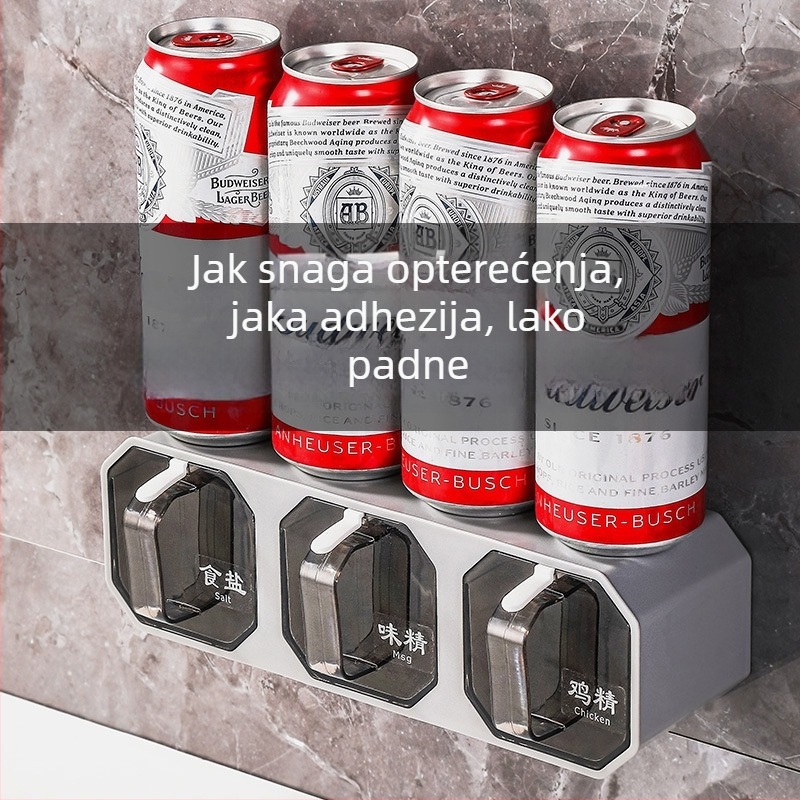 Plastični zidni organizator za začine s ladicom za pohranu soli i MSG, set posuda za začine, skandinavski stil