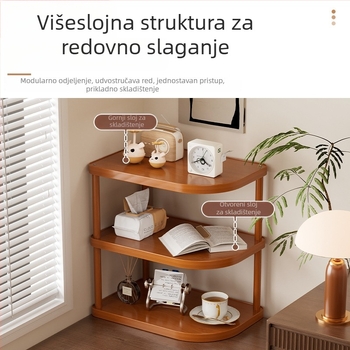 Trokutni kutni kuhinjski stalak, podni stalak, bambus, višeslojni, višenamjenski
