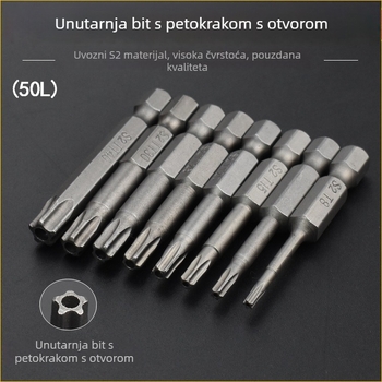 Magnetski odvijački bit, S2 legura čelika, Plum Blossom glava, 3-10 mm, TT8-TT40