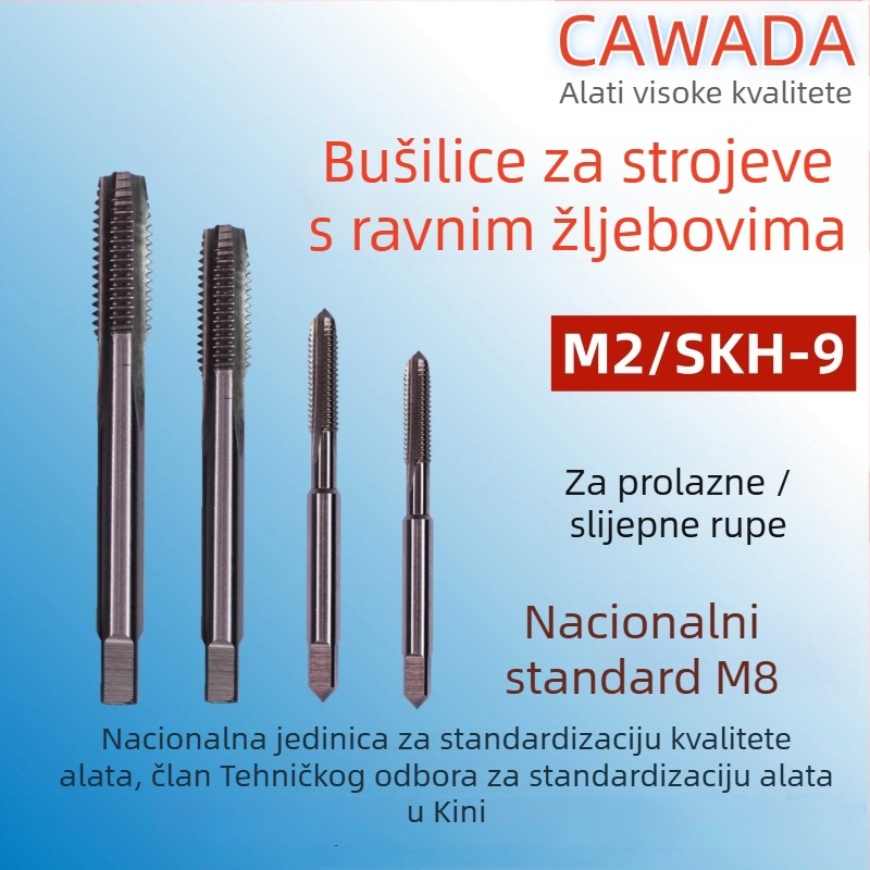 Strojni navojni alat s pravim kanalom, unutarnji navoj, grubim navojem, metrički format, visoke brzine čelik
