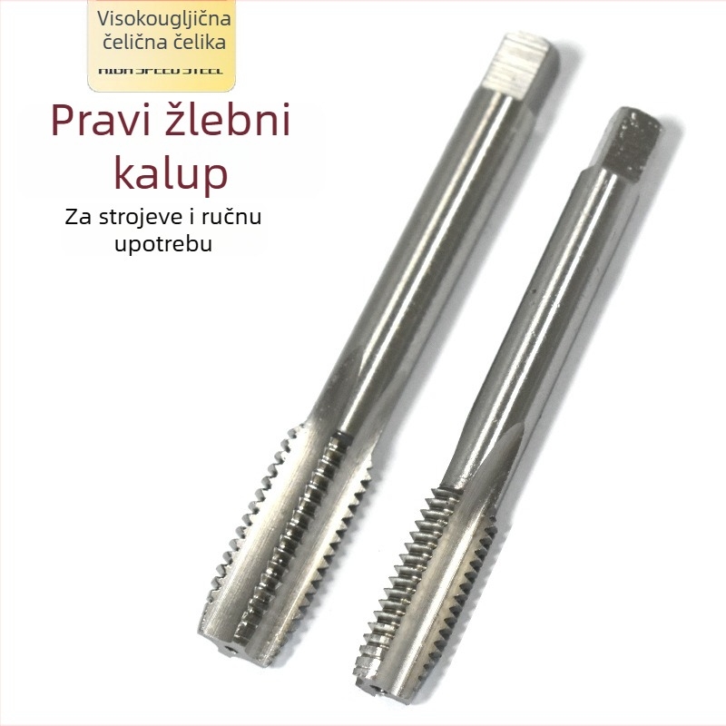 Strojni tapsovi od visokou brzinom čelika, ravni utor, grubim navojem, unutarnje uklanjanje krhotina, metričke veličine M3×0.5–M12×1.75