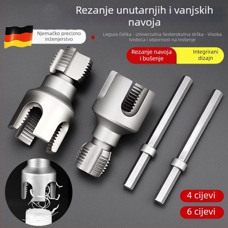 Ručni alat za navoj PPR cijevi — unutarnji i vanjski navoj, integrirani tap and die