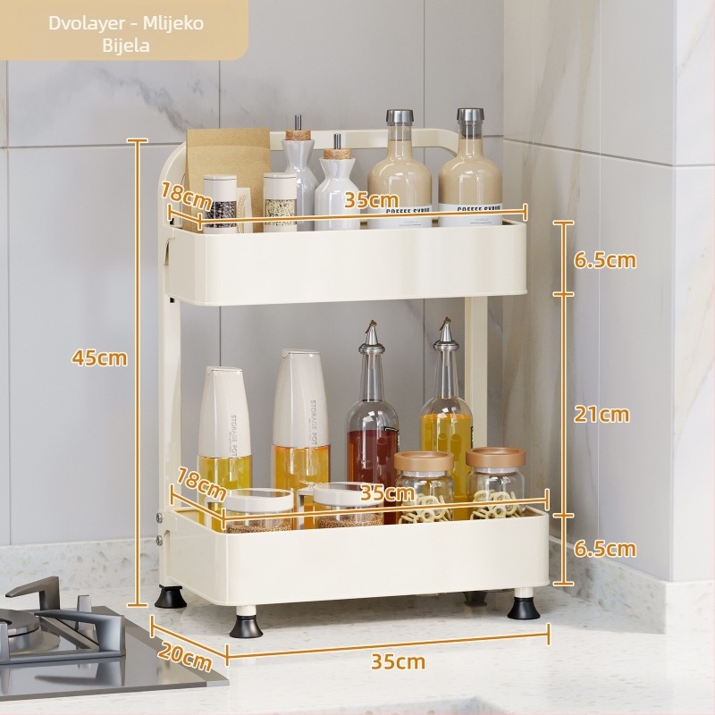 Xinyue Karbonsko-čelični uski odvojivi stalak za začine na kuhinjskoj ploči, višeslojni, bez bušenja