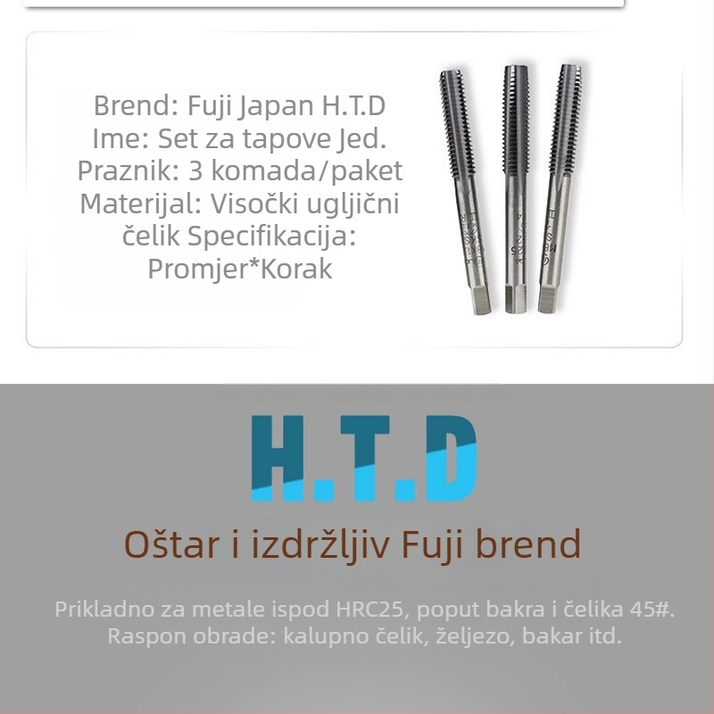 Fuji ručni tap set, 3 komada HTD, metrički, ravni navoji
