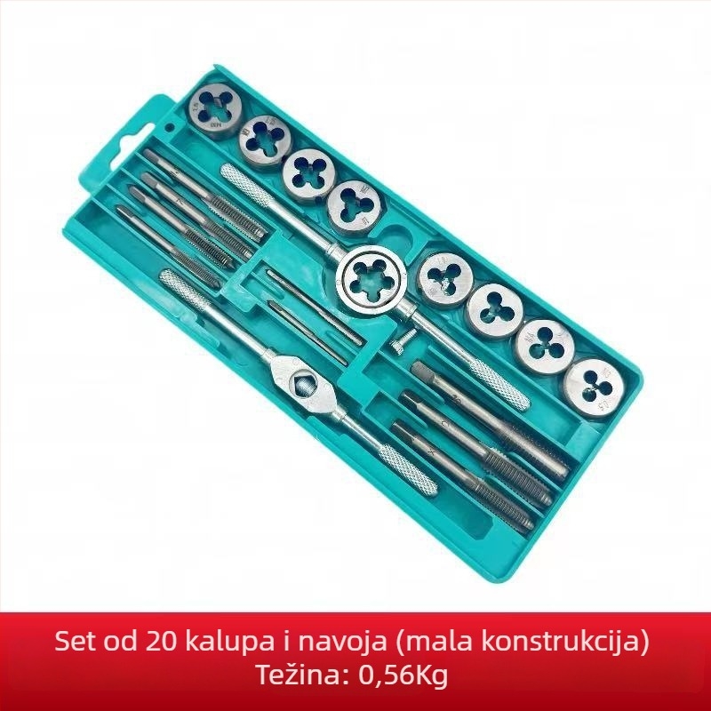 Set alata za navoj od legiranog čelika s ručnim tapskim ključem i metričkim tapsom