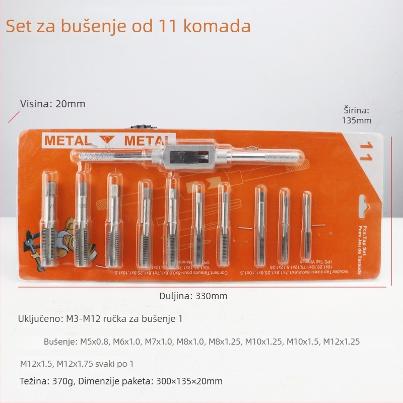 11-dijelni set za tap and die – okrugli set, Prosperity