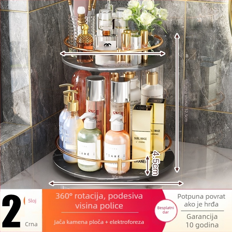 Xinbei okretni stalak za začine na kuhinjskom pultu, od ugljičnog čelika, za ulje, sol, umake i ocat