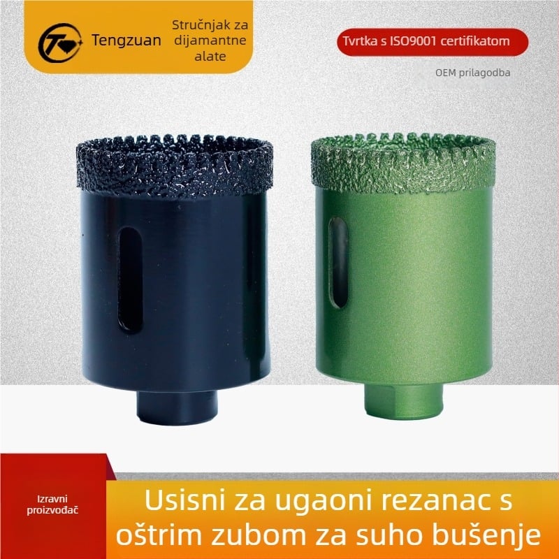 Vrtno svrdlo za kutnu brusilicu za keramicne pločice i mramor — sa zubima, suho bušenje, zavaren karbid, pogodno za keramicke ploče i kamene ploče