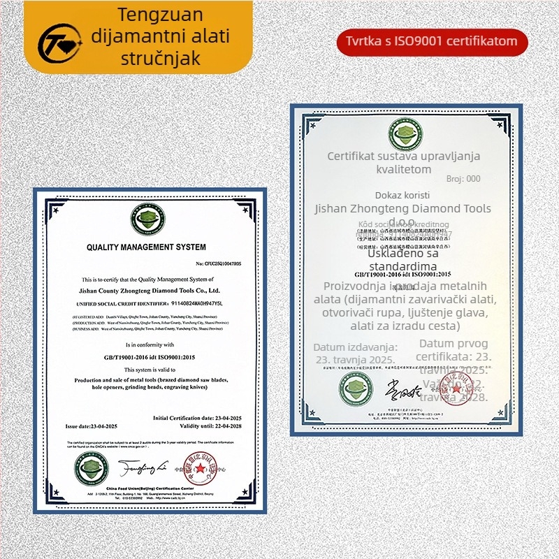 Vrtno svrdlo za kutnu brusilicu za keramicne pločice i mramor — sa zubima, suho bušenje, zavaren karbid, pogodno za keramicke ploče i kamene ploče