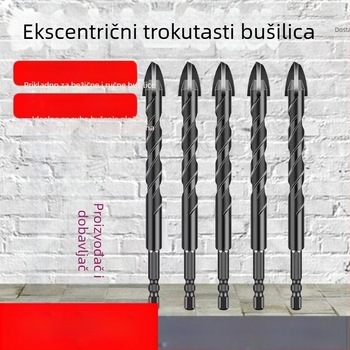 Križno ekscentrično bušilno sjemeni, volframova legura, četiri navoja, za bušenje rupa u staklu, keramičkim pločicama, zidovima i glaziranim pločicama