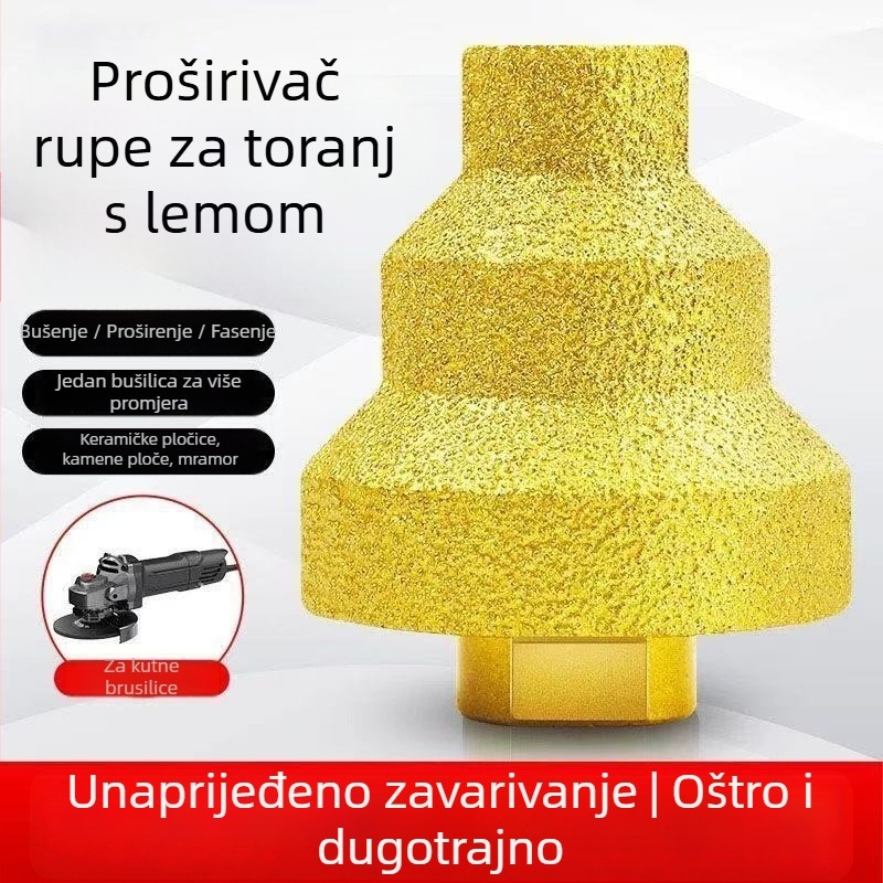 Dr. Jian Pagoda Brazed Drill s tri koraka, dijamantni reamer i chamfer-trimmer za otvore u pločicama i kamenu