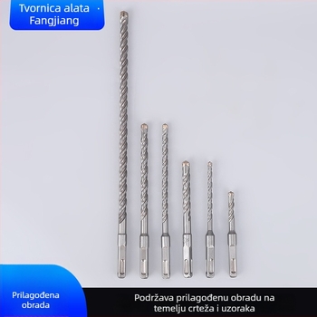 Križno udarno svrdlo s kvadratnim pričvršćivanjem, prilagodljivo; pogodno za beton, cementne i opečne zidove; materijal: 40Cr krom čeli YG8 legura