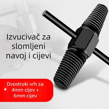 Dvostranični izvlačivač slomljenih navoja — alat za izvođenje slomljenih vijaka, slavina i vodovodnih cijevi, kompatibilan s obrnuto navojem