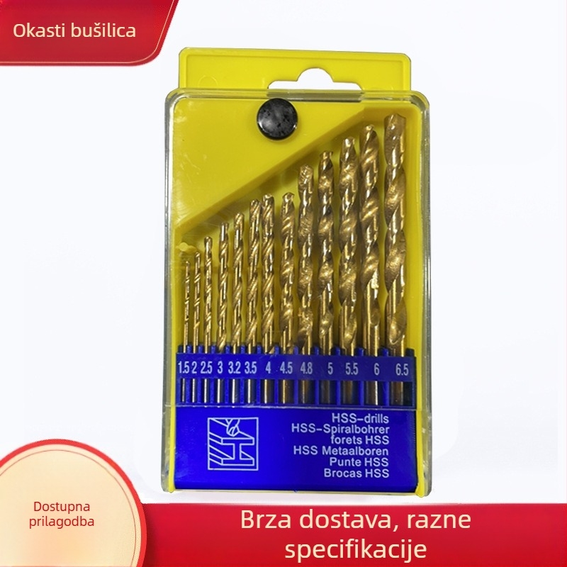 Set od 13 spiralnih svrdla od brzoreznog čelika, s ravnim osovinama, za drvo, za bušilicu s udarnim načinom