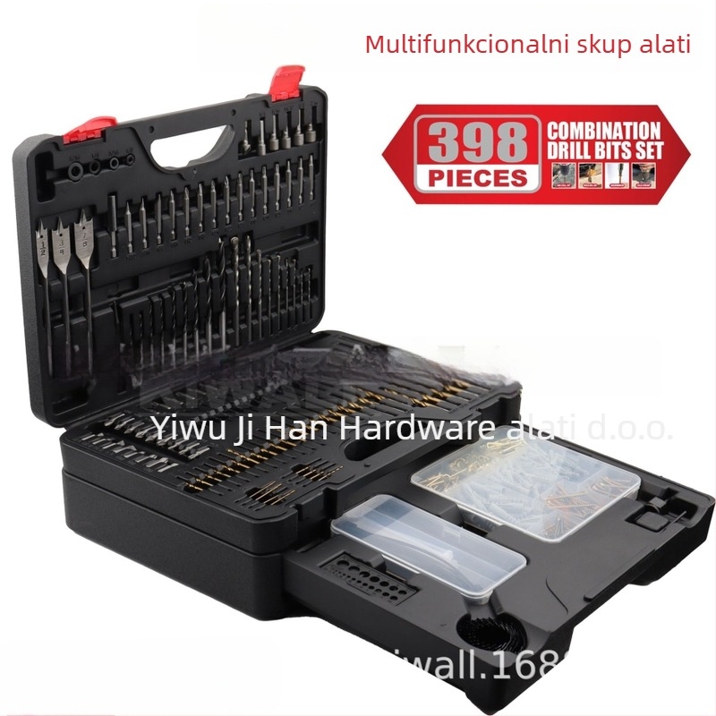 Set bušilica i alata, 398 komada, model 2024
