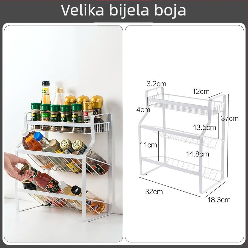 Metalni stalak za začine za kuhinjski pult, okrugli dizajn, etnički stil, skladište začina, bez montaže