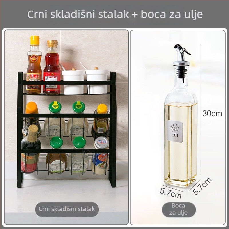 Metalni stalak za začine za kuhinjski pult, okrugli dizajn, etnički stil, skladište začina, bez montaže