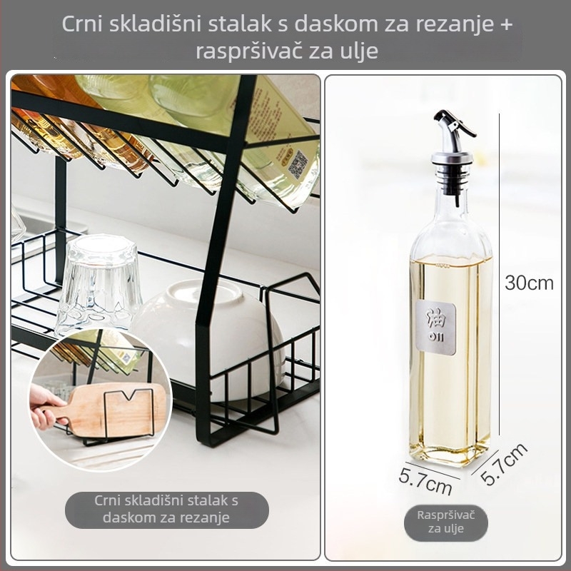 Metalni stalak za začine za kuhinjski pult, okrugli dizajn, etnički stil, skladište začina, bez montaže