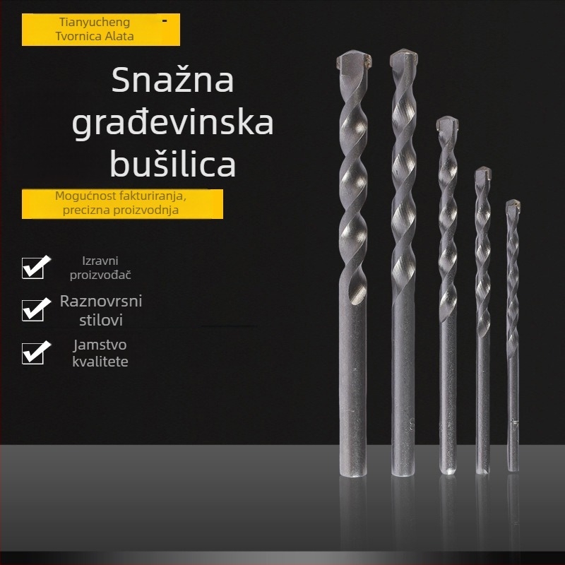 Vrtni bit s pištolnom držačem za beton i cementne zidove, legirani građevinski bit za bušilice s udaračem