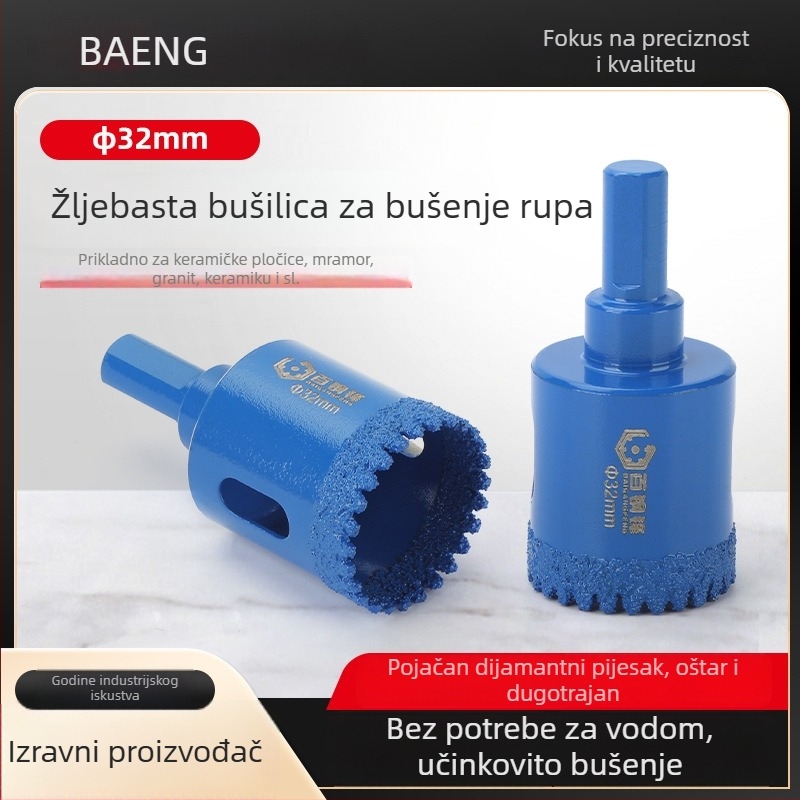 Baifeng Tools zubasti brazirani bušač rupa za pločice, staklo i kamene ploče – suho bušenje