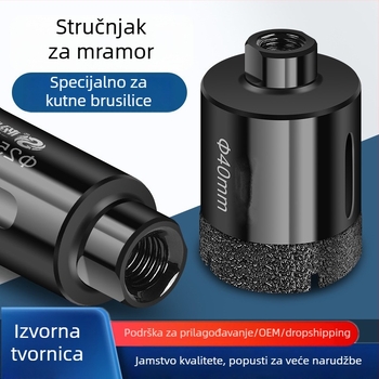 Bit za bušenje rupa za kutnu brusilicu za pločice, vitrificirane pločice, mramor i staklo — ručni bušač za bušenje, namijenjen suhom bušenju na kamenim pločama
