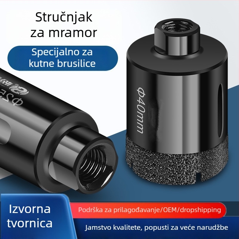 Bit za bušenje rupa za kutnu brusilicu za pločice, vitrificirane pločice, mramor i staklo — ručni bušač za bušenje, namijenjen suhom bušenju na kamenim pločama