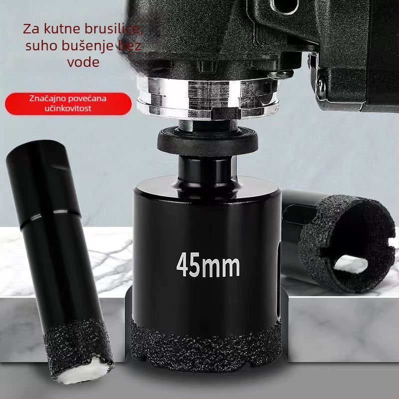 Bit za bušenje rupa za kutnu brusilicu za pločice, vitrificirane pločice, mramor i staklo — ručni bušač za bušenje, namijenjen suhom bušenju na kamenim pločama