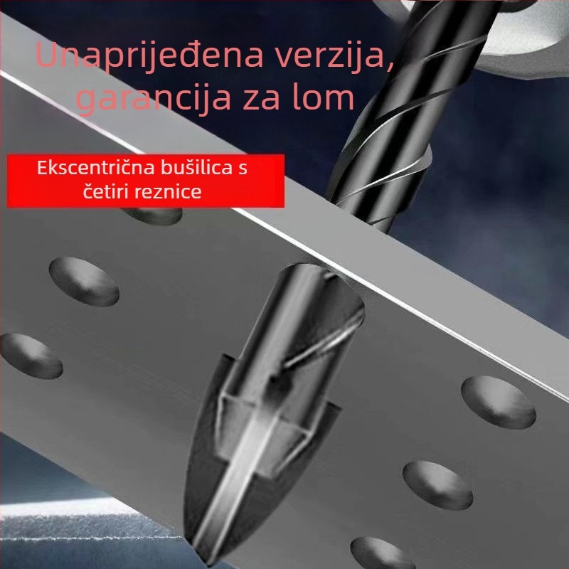 Križno ekscentrično svrdlo, volframov spoj, četverostrani, trokutasti vrh, za staklo, keramičke pločice, zidove i vitrificirane pločice