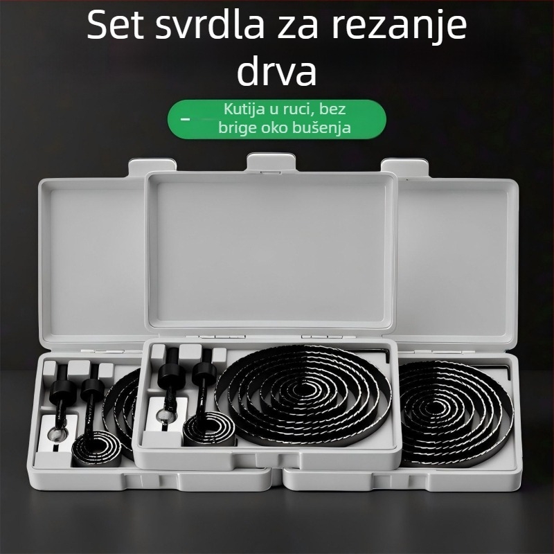 Set za bušenje rupa u drvu – Višenamjenski alat za bušenje i proširivanje rupa na drvenim pločama i gips kartonu