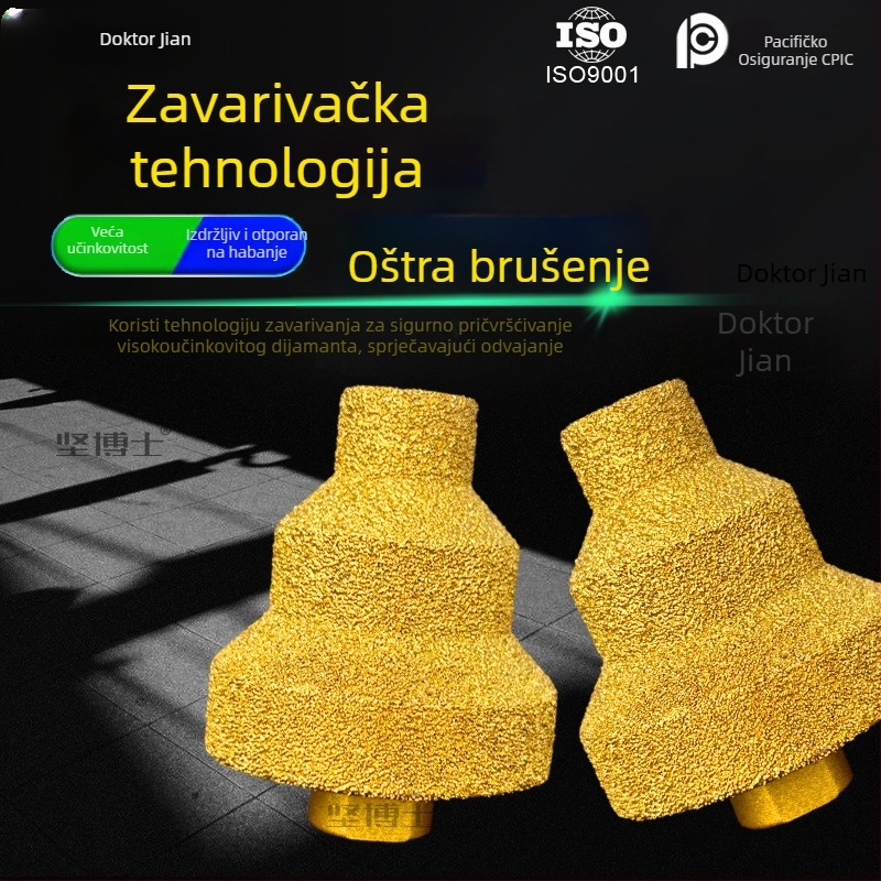 Dr. Jian dijamantna pagoda bušilica, trostupanj proširivač rupa, zaobljeni rubovi, pločice i kamen
