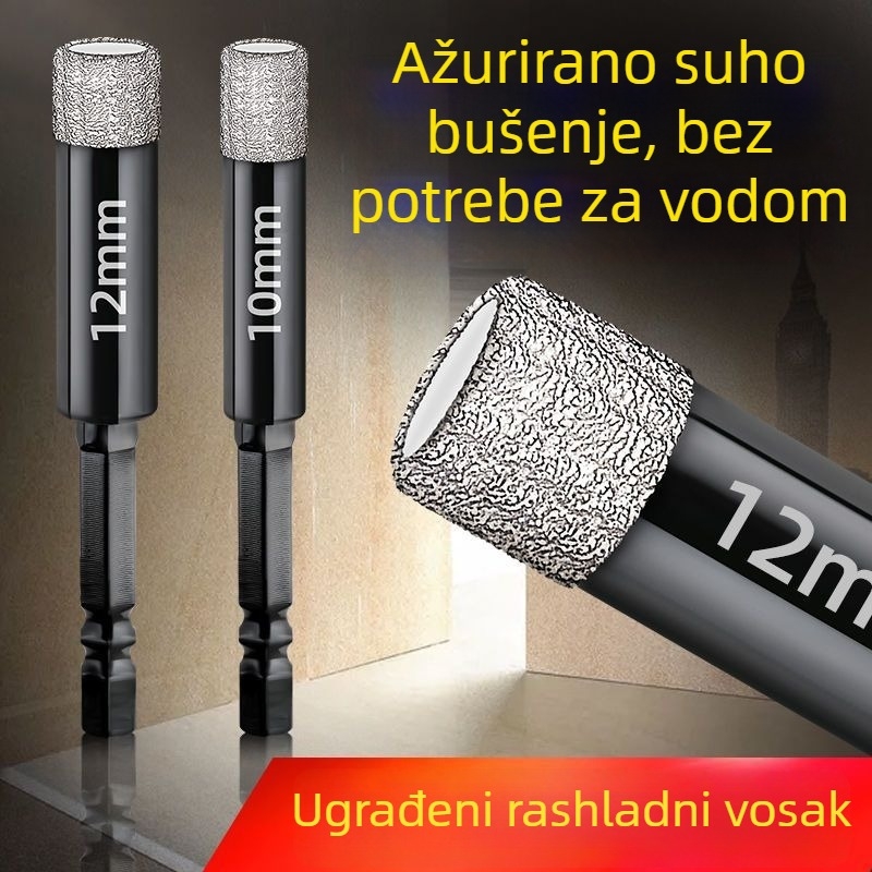 Bušilica za otvore u pločicama, keramika, suho bušenje, za električni bušač, kružni otvori u mramoru