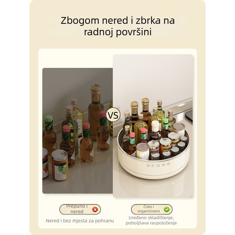 Okretni stalak za začine na kuhinjskom pultu – višenamjenski plastični spremnik, nordijski stil, podrijetlo: Wenzhou