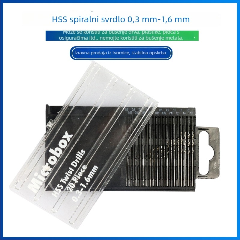 Xuchuan HSS svrdla skup 20 kom., mini svrdla Ø0,3–1,6 mm