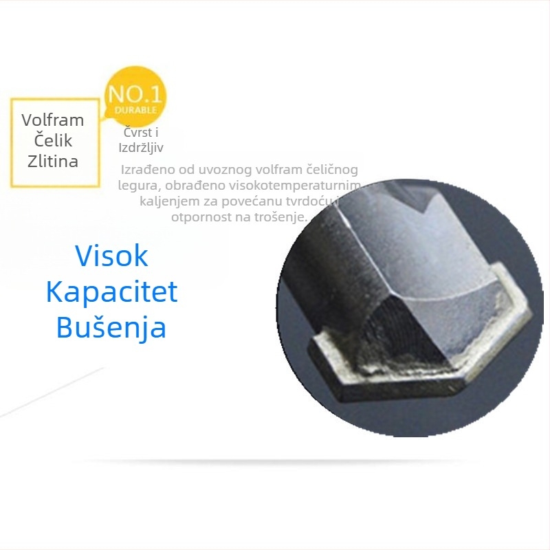 Bušilno svrdlo za beton s čekićem – okrugli osovina, kroz zid, produženi dizajn