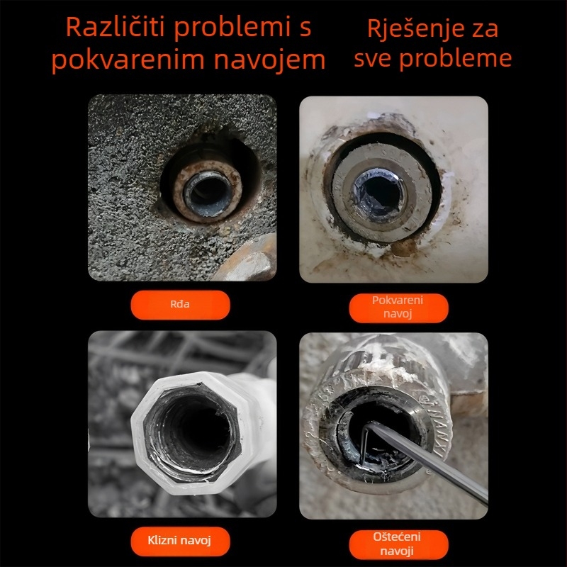 Ekstraktor slomljenog navoja za kutnu slavinu – univerzalno za vodovodne cijevi