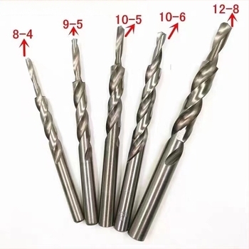 Set bušilica za drvo za kosim otvorima kod kliznih vrata — s pravim držalom, spiralnim i korak bušilama, od visokougljičeni čelika (HSS).