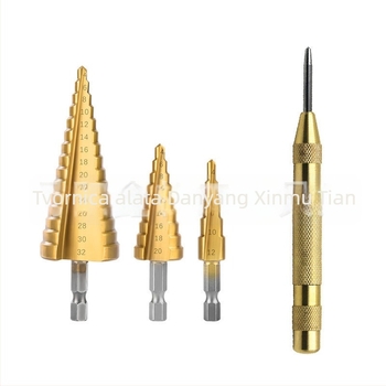 Chengyi Tools Pagoda Bušilica – HSS, ravni žljeb, šesterokutni trn, titan premaz, korak bušilica, otvorivač rupa, set s torbom