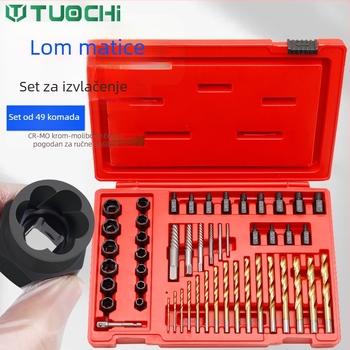 Tuochi 49-dijelni set za vađenje slomljenih vijaka, alat za popravak automobila, alat za obrnuti navoj