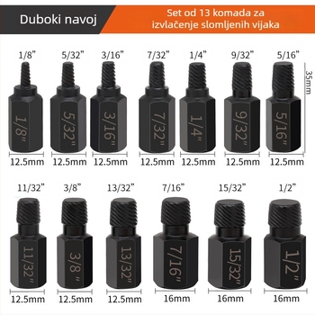 Tuochi 49-dijelni set za vađenje slomljenih vijaka, alat za popravak automobila, alat za obrnuti navoj